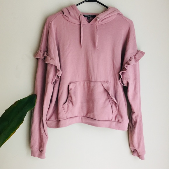 Romeo & Juliet Couture Sweaters - Romeo + Juliet Drop Shoulder Ruffle Hoodie Top